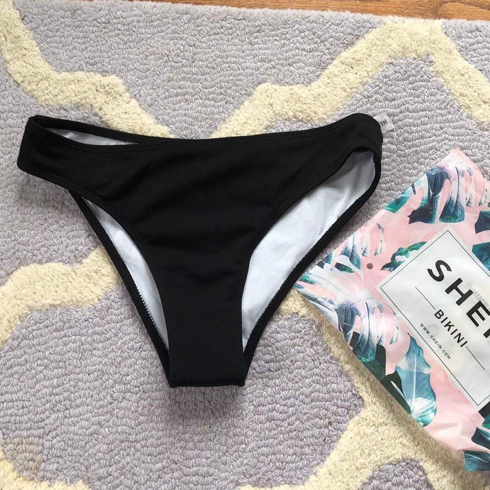SHEIN black ribbed bikini bottoms